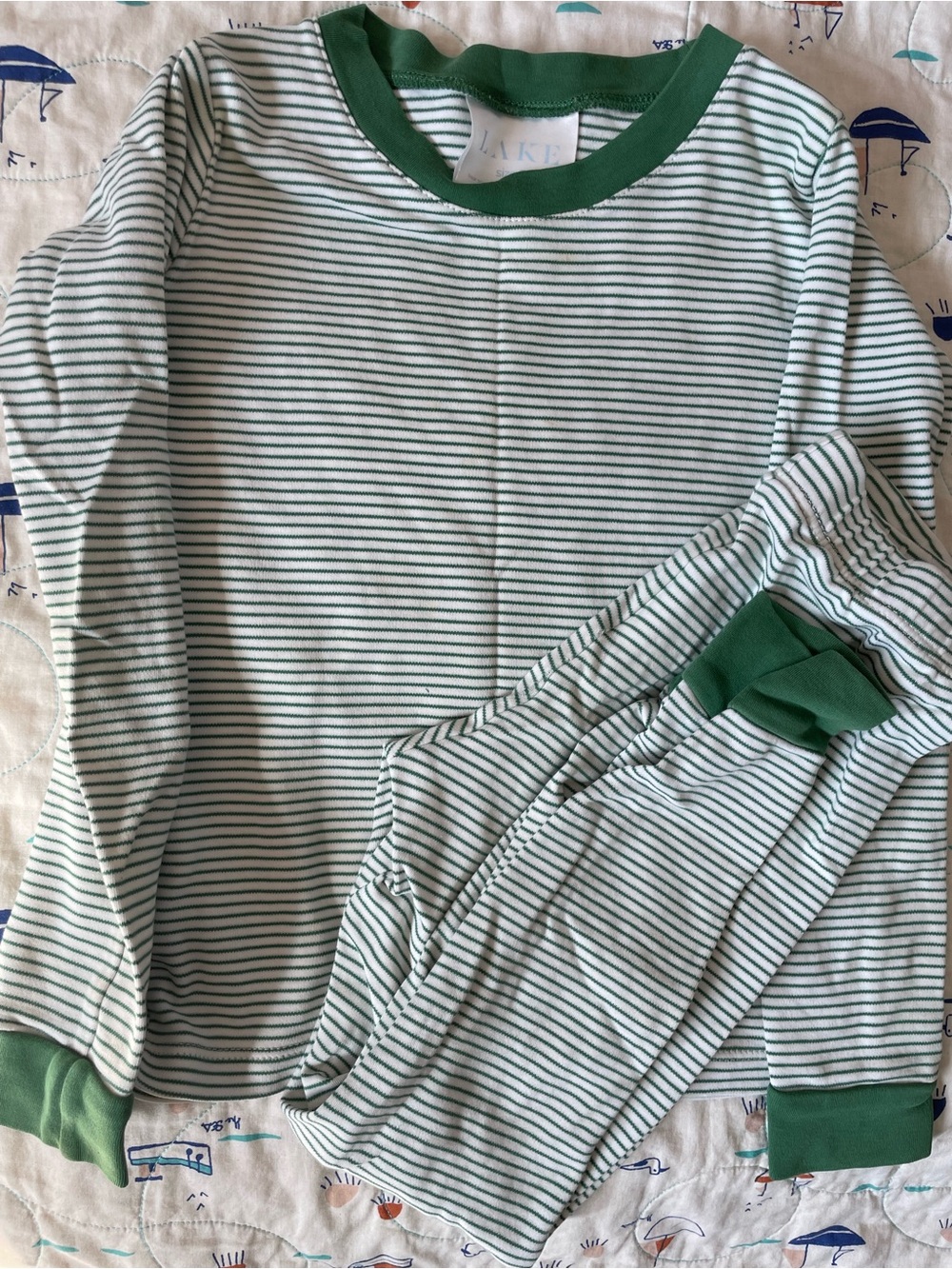 Kids Green Stripe Pajama Set - Cozy Long Sleeve Top & Pants